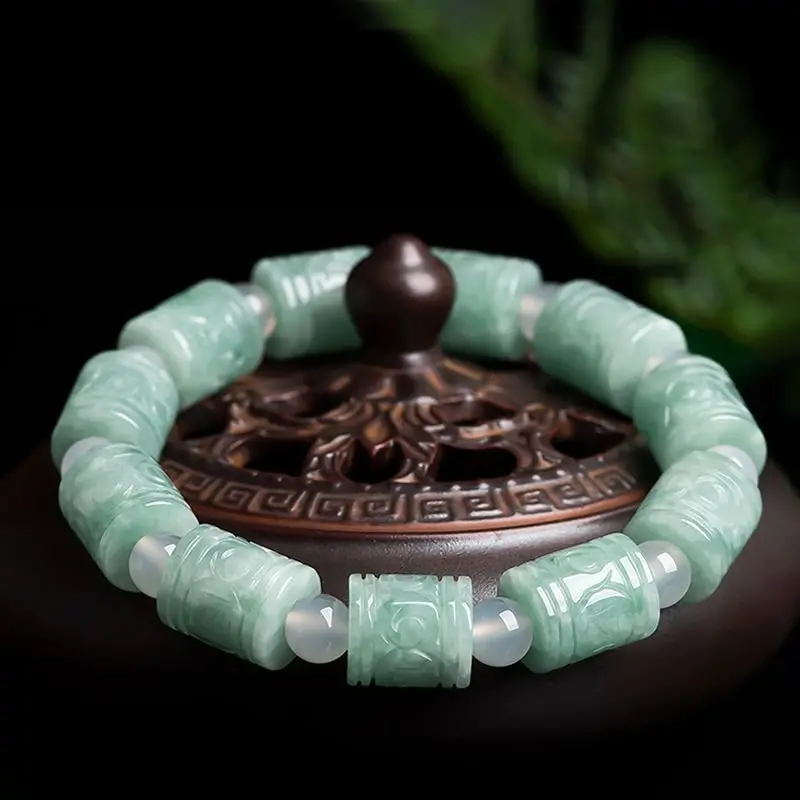 

Бирманские нефритовые браслеты из бисера, амулет, талисманы, натуральные ювелирные изделия из зеленого нефрита, Женский дизайнерский подарок, настоящий браслет, резной браслет