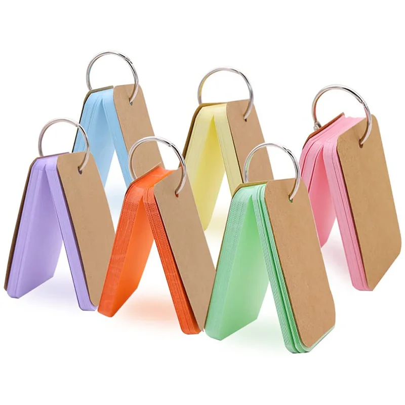 

300 Pcs Flash Cards With Binder Rings,6-Pack 2.2 X 3.5 Inch 6 Colors Study Cards,Memo Scratch Pads/Index Card/Note Card