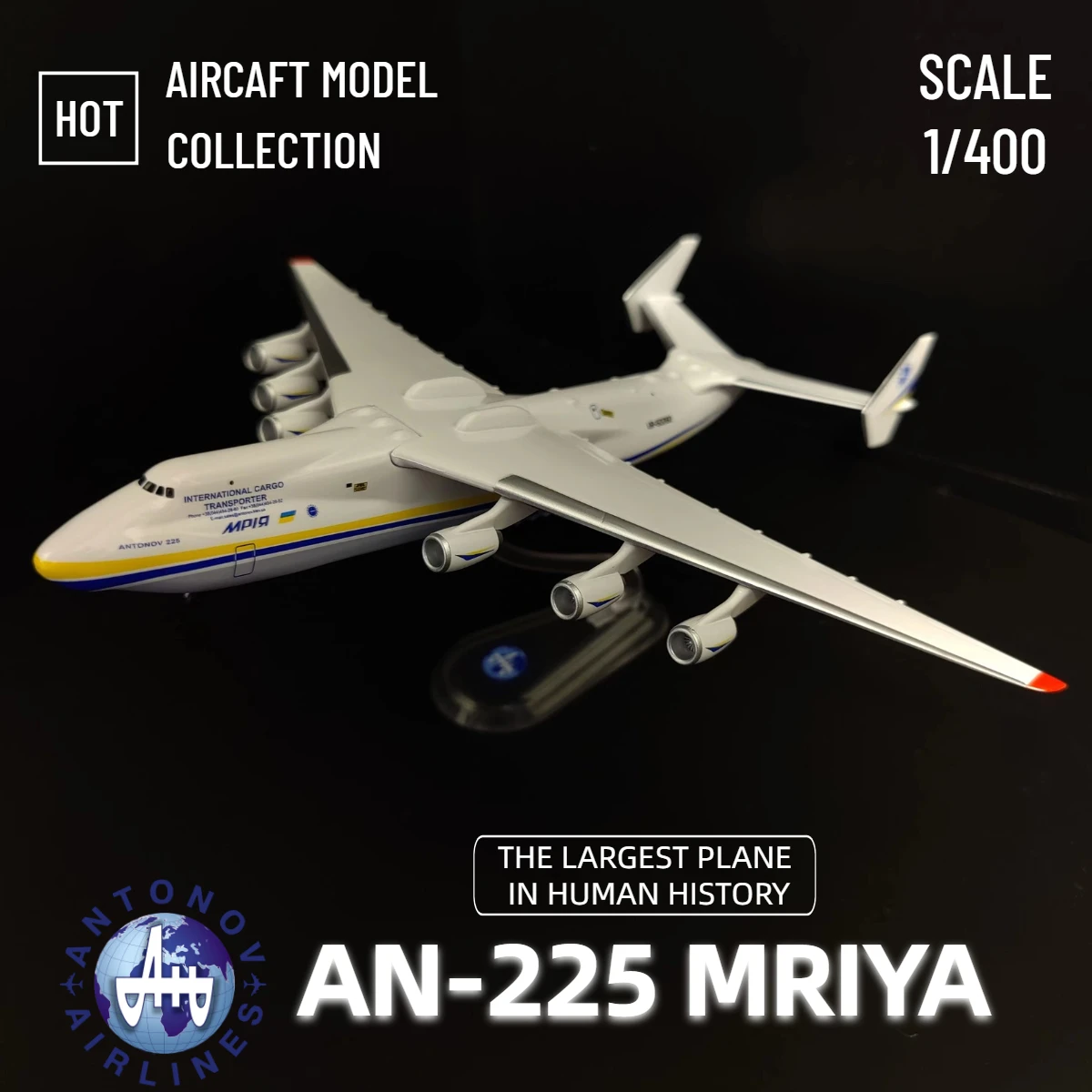 Scale 1:400 An-225 Ukraine Antonov Airlines Mriya Aircraft Model Aviation Plane Diecast Collection Educational Kids Toy for Boys