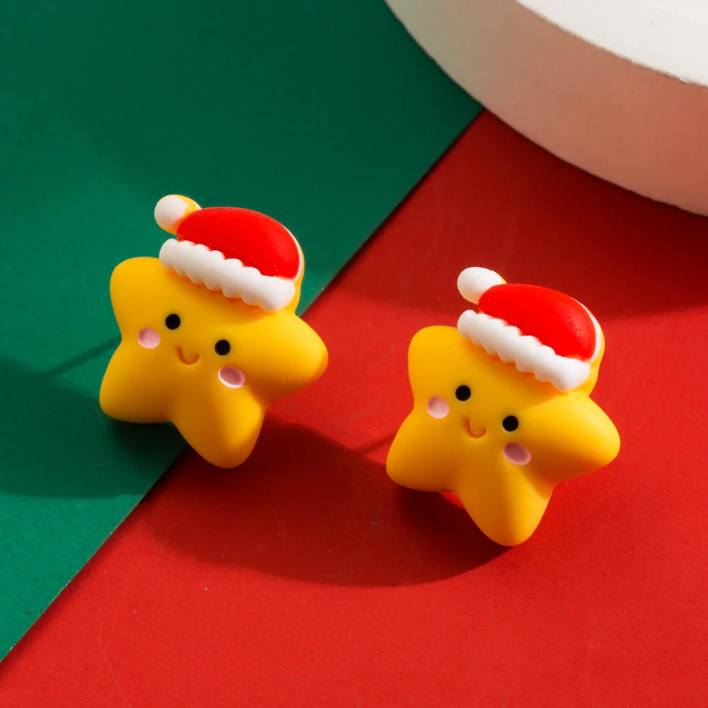 Металлические рождественские серьги-гвоздики из смолы для женщин новый милый