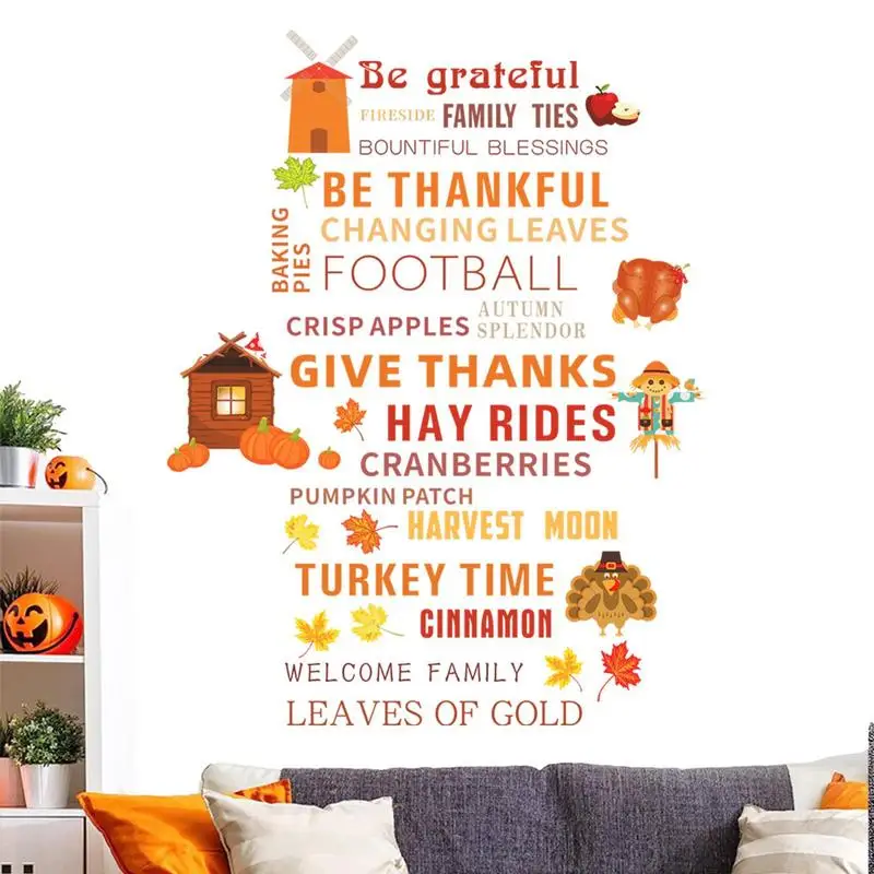 

Thanksgiving Stickers Maple Turkey Electrostatic Decals Window Glass Decoration Stickers Thanksgiving Holiday Shop Home Decor