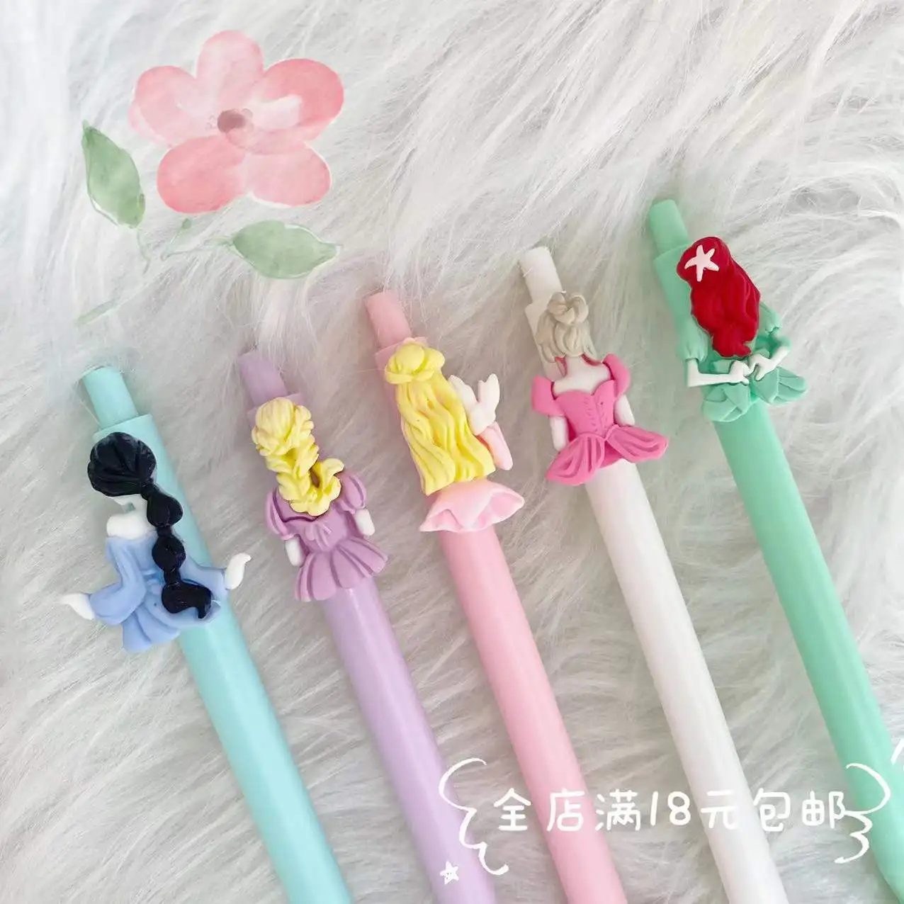 

5Pcs/Lot girl Themes Press Gel Pen 0.5mm Black Ink Creative Cartoon School Student Gift Stationery Office Signature Pen
