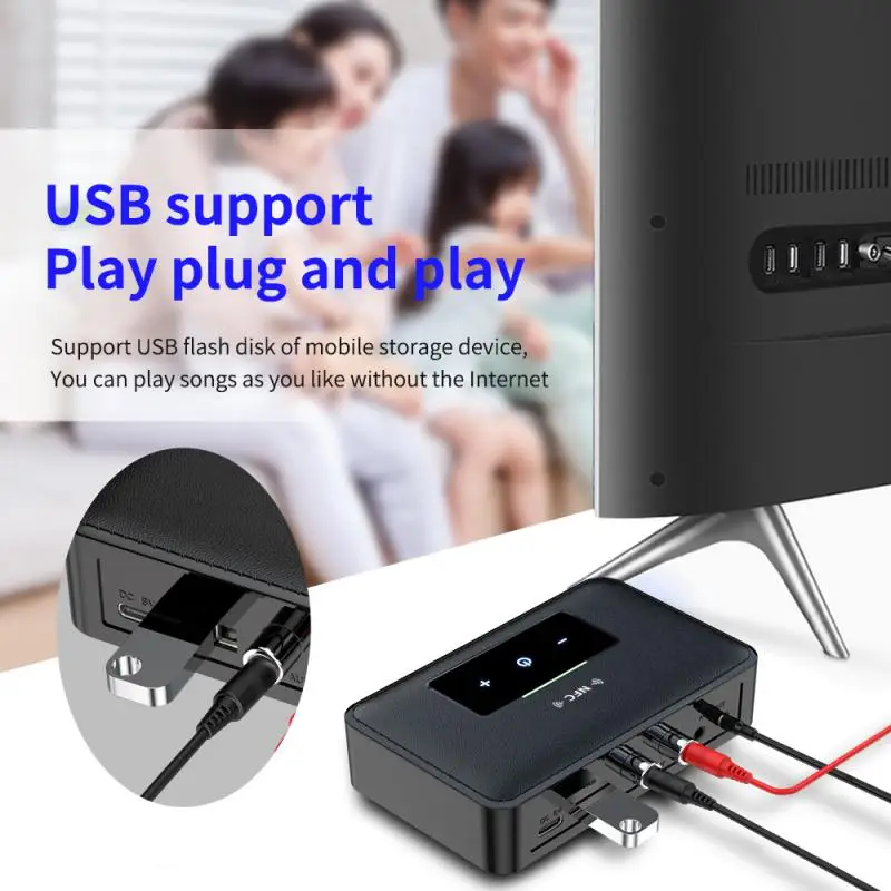 

Bluetooth 5.0 Audio Receiver NFC U Disk RCA 3.5mm AUX USB Stereo Music Wireless Adapter With Mic For Car Kit Speaker Amplifier