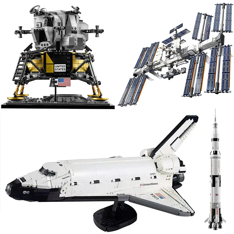 NASAED Apollo Международная космическая станция 11 лунный модуль Lander Discovery Конструктор Детская игрушка 10266 92176 10283