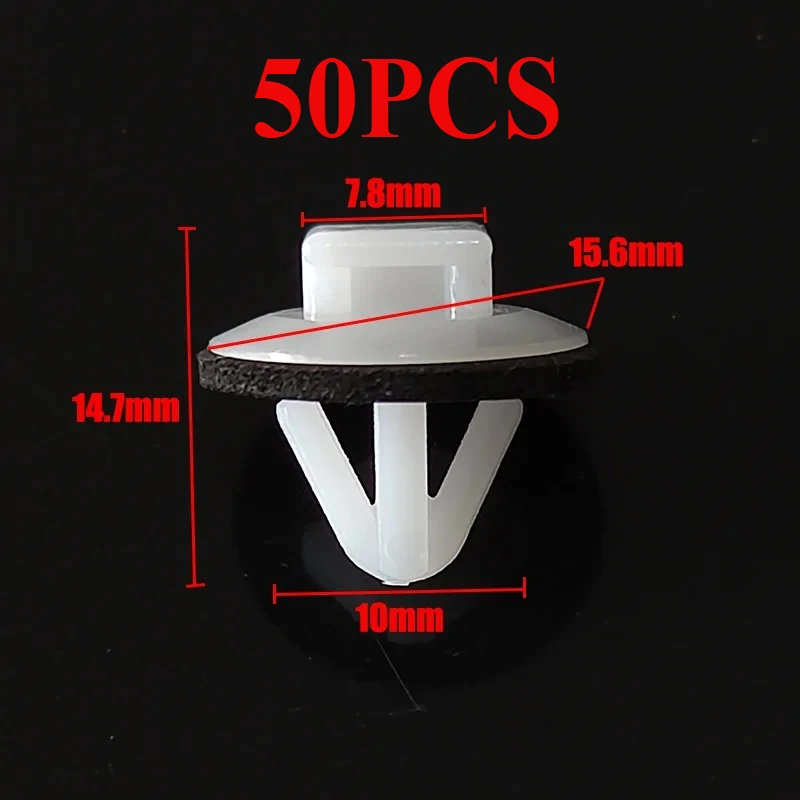 

50 шт. внешняя дверь кузова, пластиковый молдинг, вентиляционная накладка, зажимы для панели для Toyota 62955-20020 62955-12010 90467-08080 90467-10077