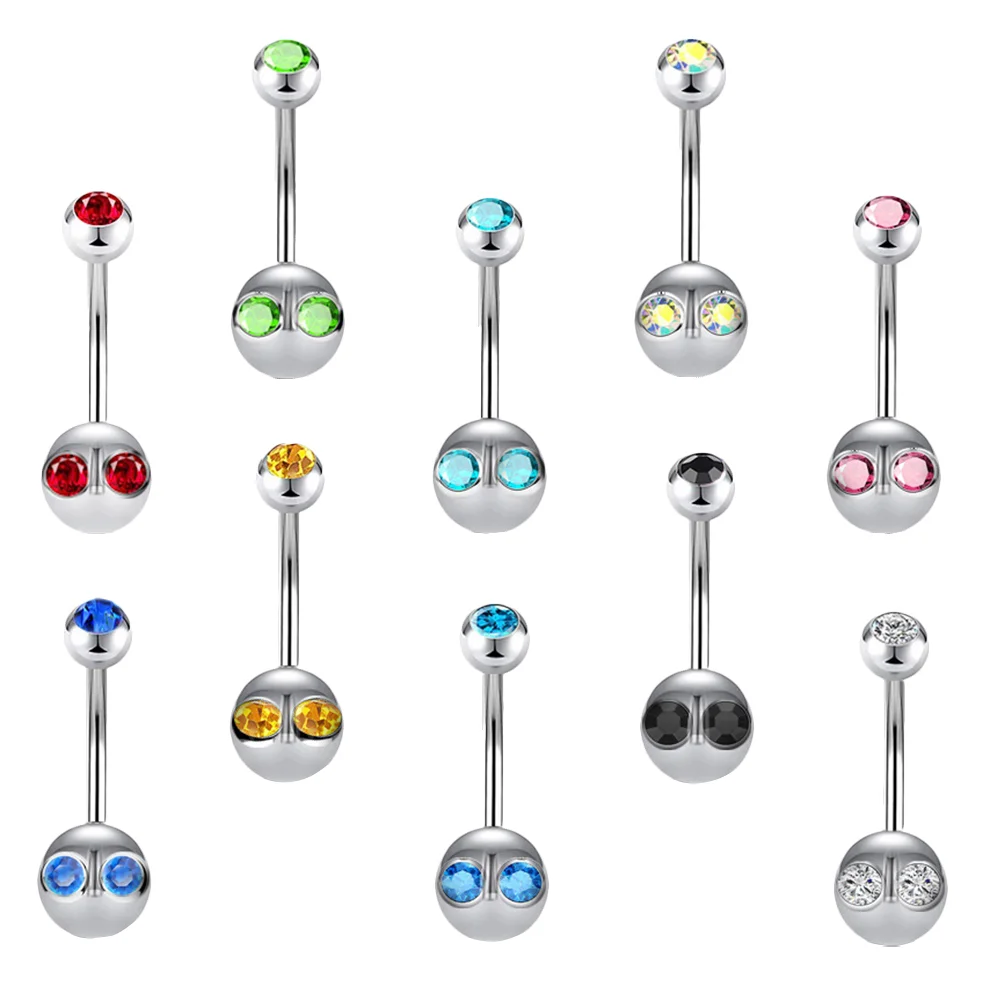 

10pcs Belly Button Rings Stainless Steel Navel Rings Zircon Belly Rings