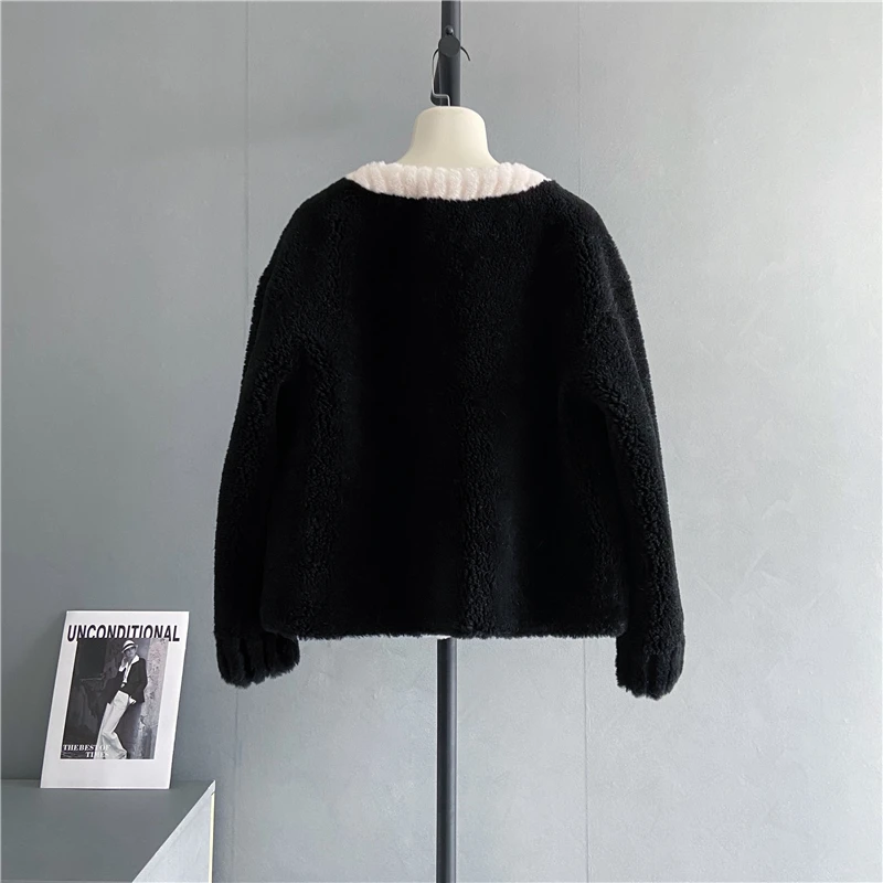 Ladies Coat Natural Fur Fashion 2022 New Winter Warm Coat Lamb Fur Coat Sheep Shearing Fur Coats Thick Warm Outerwear D78