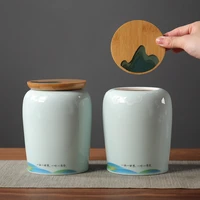 portable enamel storage jar bamboo lid sealed tea tank large capacity moisture proof candy coffee cans gift decoration jar decor