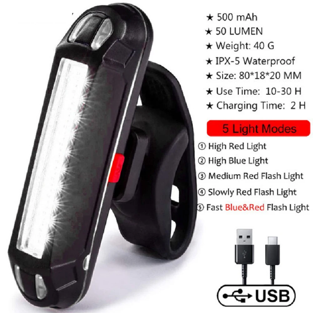 

Задний Фонарь велосипедный, перезаряжаемый от USB, 1 шт.