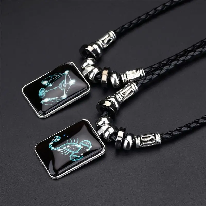

2022 Charm Pendant Necklace Galaxy Constellation Design for Women Men Resin Jewelry 12 Zodiac Sign Horoscope Astrology Necklace