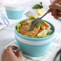 1pc food grade silicone collapsible portable bowl travel outdoor activities can be caried with folding bowl home outdoor bowl