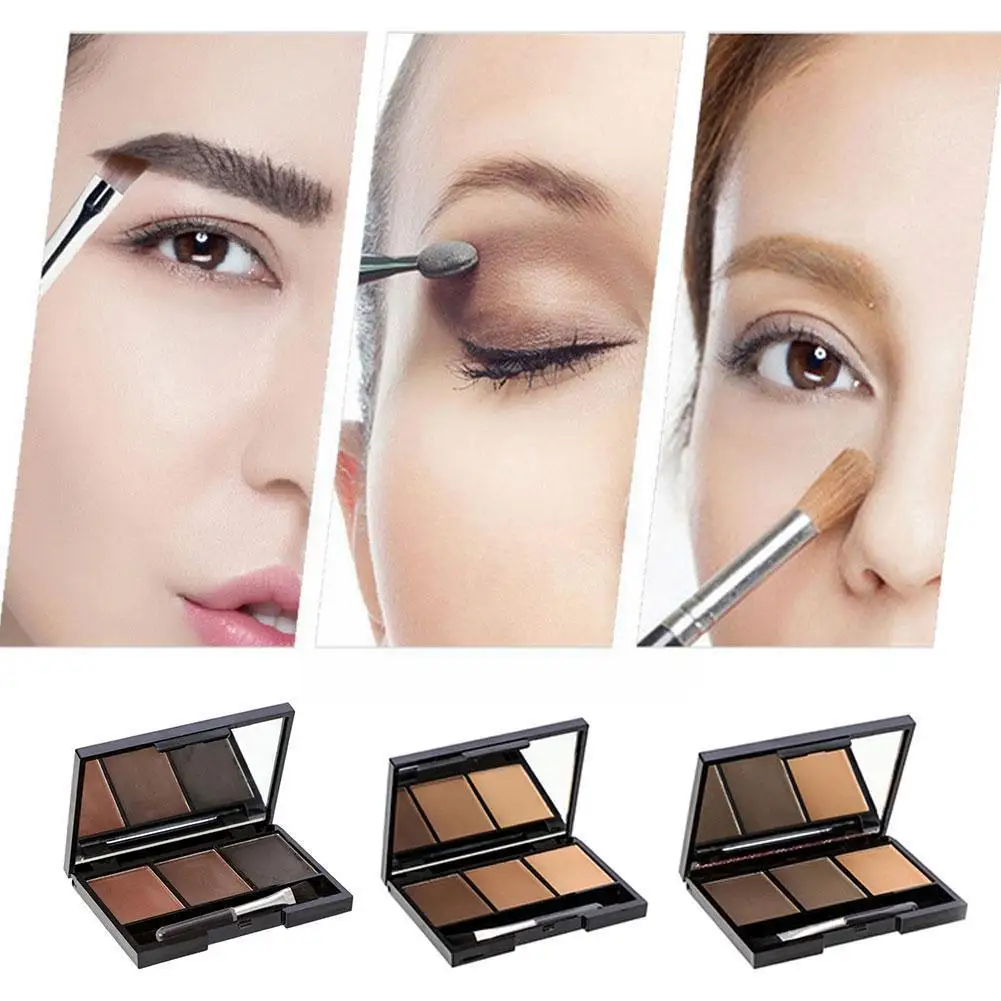 

3 Color Eyebrow Powder Palette Easy To Wear Waterproof Professional Cosmetic With Eye Makeup Eye Shadow Brow Enhancer Brush L2m4