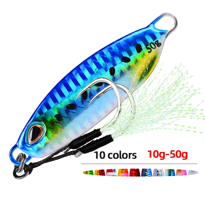 

Big Jig Fishing Lure Weights 10-50g Fishing Jigs Saltwater Lures Metal Bass Jig Isca Artificial Fake Fish Glitter Holographic