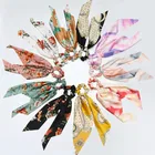 Женские резинки для волос с романтическим принтом и бантом, лента для хвоста, шарфа, милые аксессуары на резинке