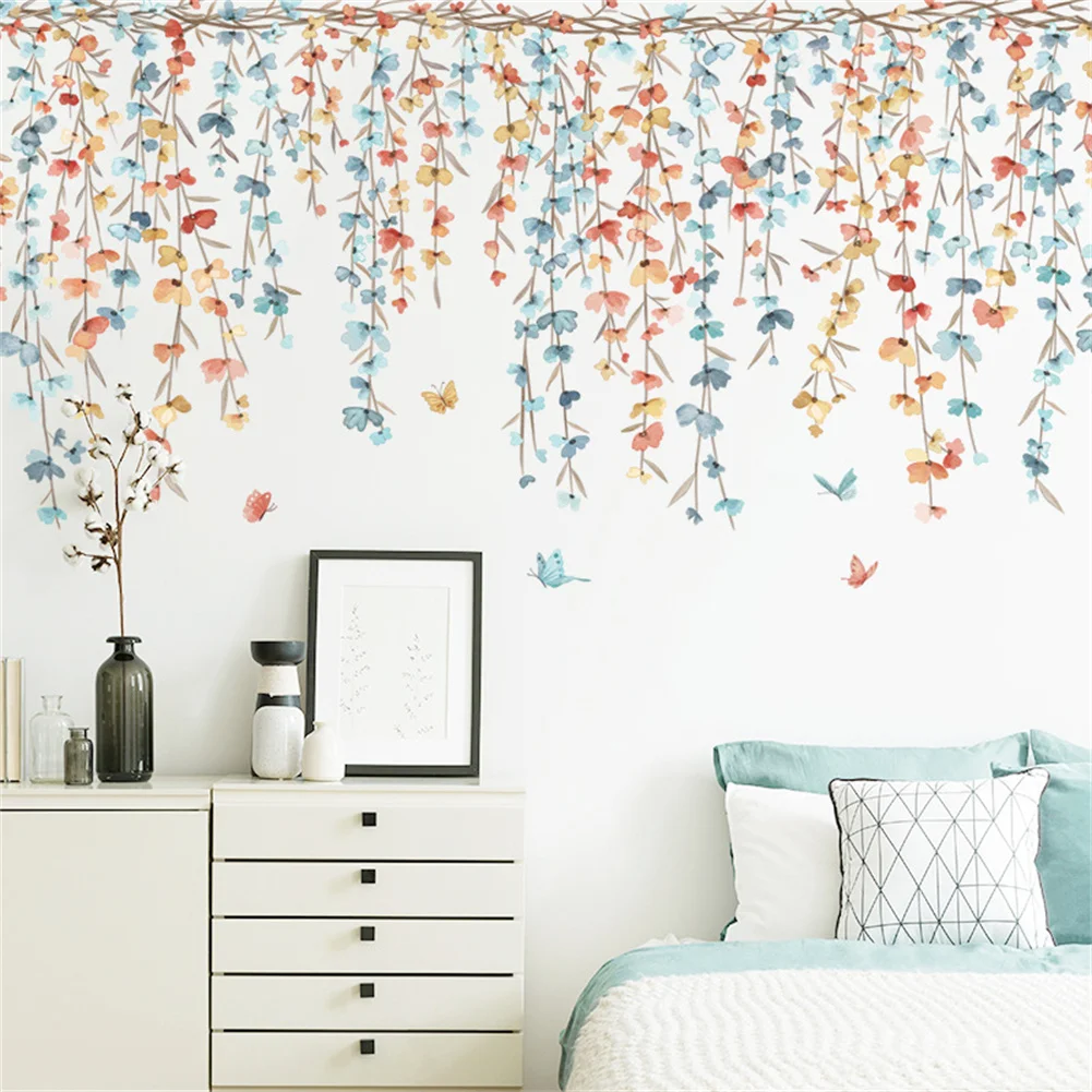 

Green Leaves Vine Wall Sticker Self-adhesive Wall Decal Removable Vinyl Wall Mural DIY Mural Art Sticker For Living Room Bedroom