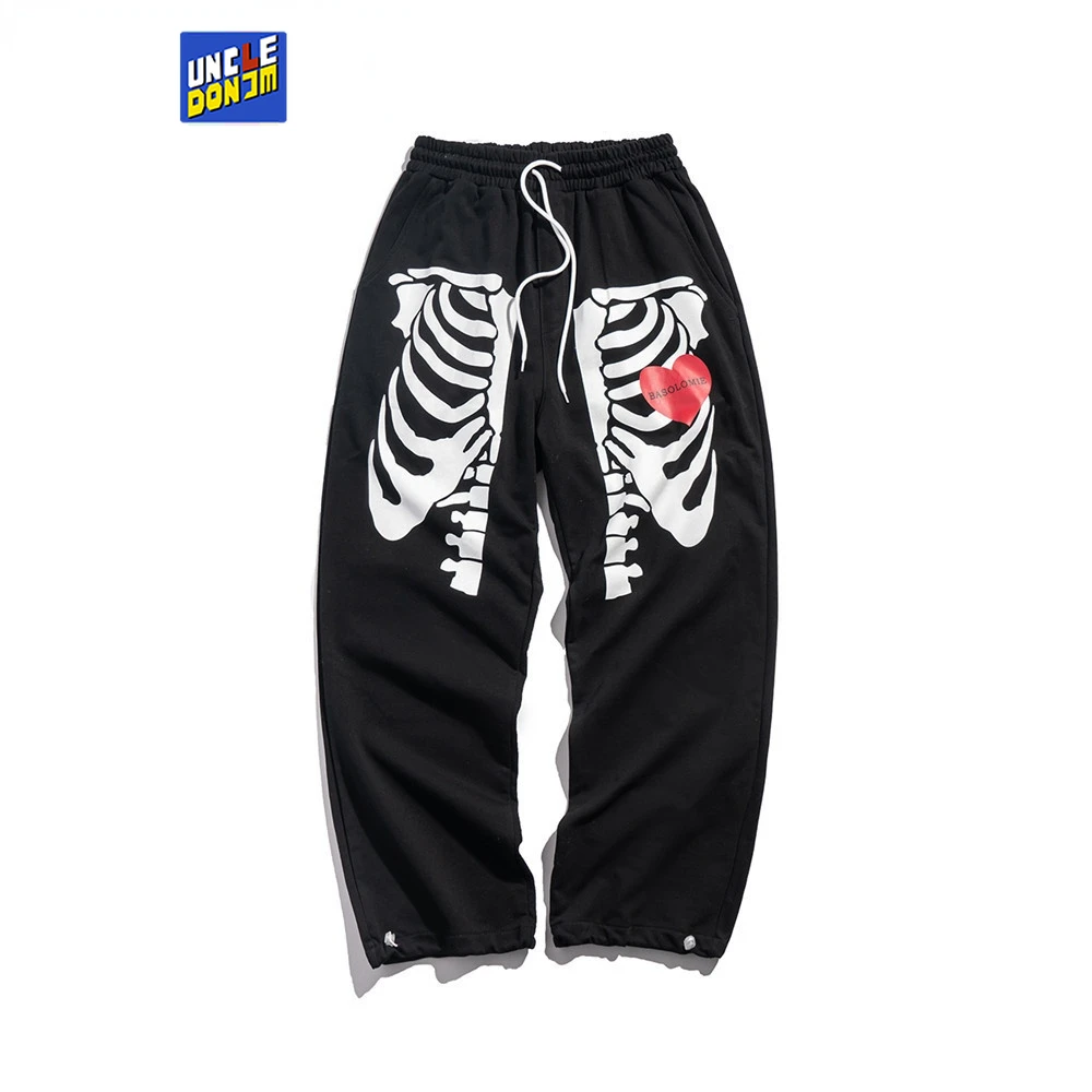 

UNCLEDONJM Skeleton joggers men street wear Hip Hop sweatpants 2021 Drawstring men track pants loose women trousers