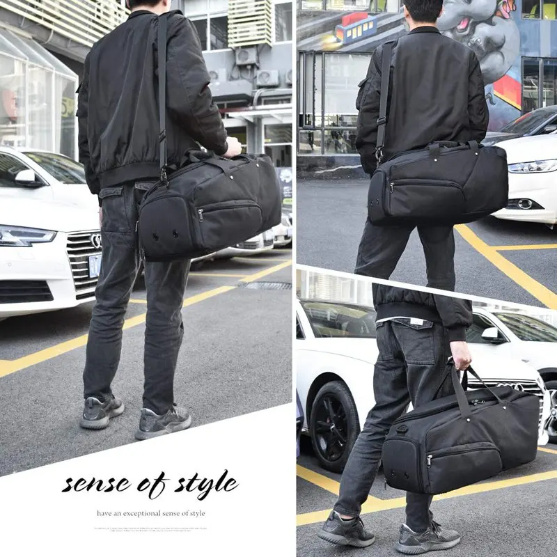 Gym Bag Sports Duffle Bag with Shoes Compartment Waterproof Large Travel Duffel Bags Weekender Overnight Bag for Men Women 45L B