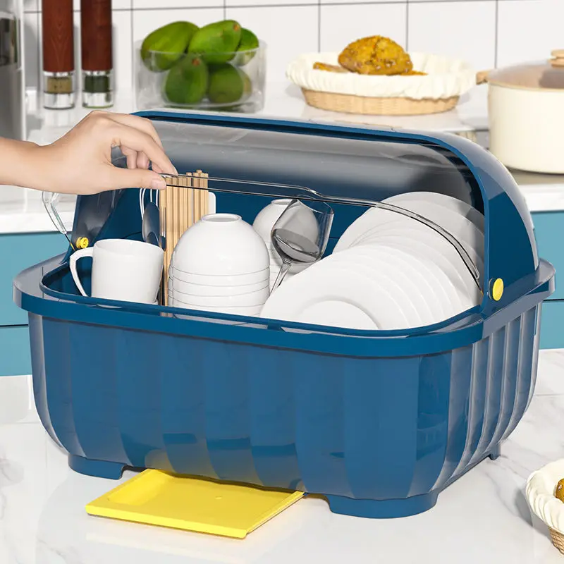 

Dish Bowl Drying Rack Drainer Plate Holder Storage Box Cutlery Box With Lid Home Rack Shelf Cupboard Kitchen Cupboard Storage