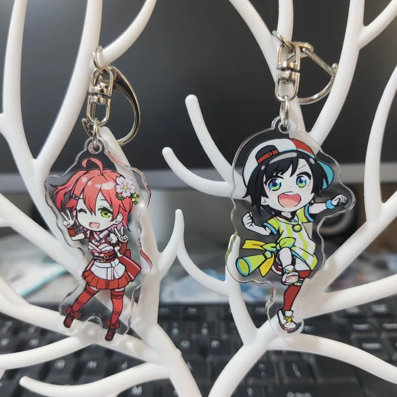 

6CM Hololive Virtual Idol Anime Figures Key Chains Acrylic Double-Sided Keyrings Kawayi Bag Pendant Keychains Creative Fans Gift