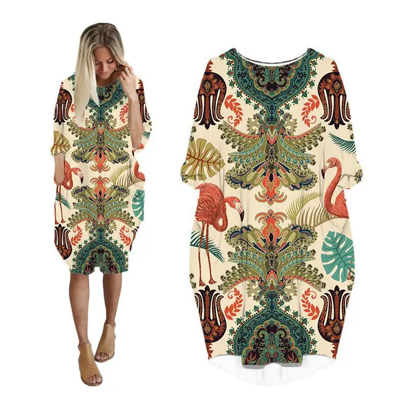 

Женские платья-миди с цветочным принтом, Рождественская уличная одежда, модная женская одежда с длинным рукавом, одежда больших размеров, женское платье оверсайз