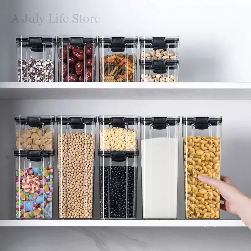 

Food Storage Containers Plastic Jar Sealed Cans Kitchen Storage Box Clear Bulk Container for Noodle Spices Cereals Organizer Box