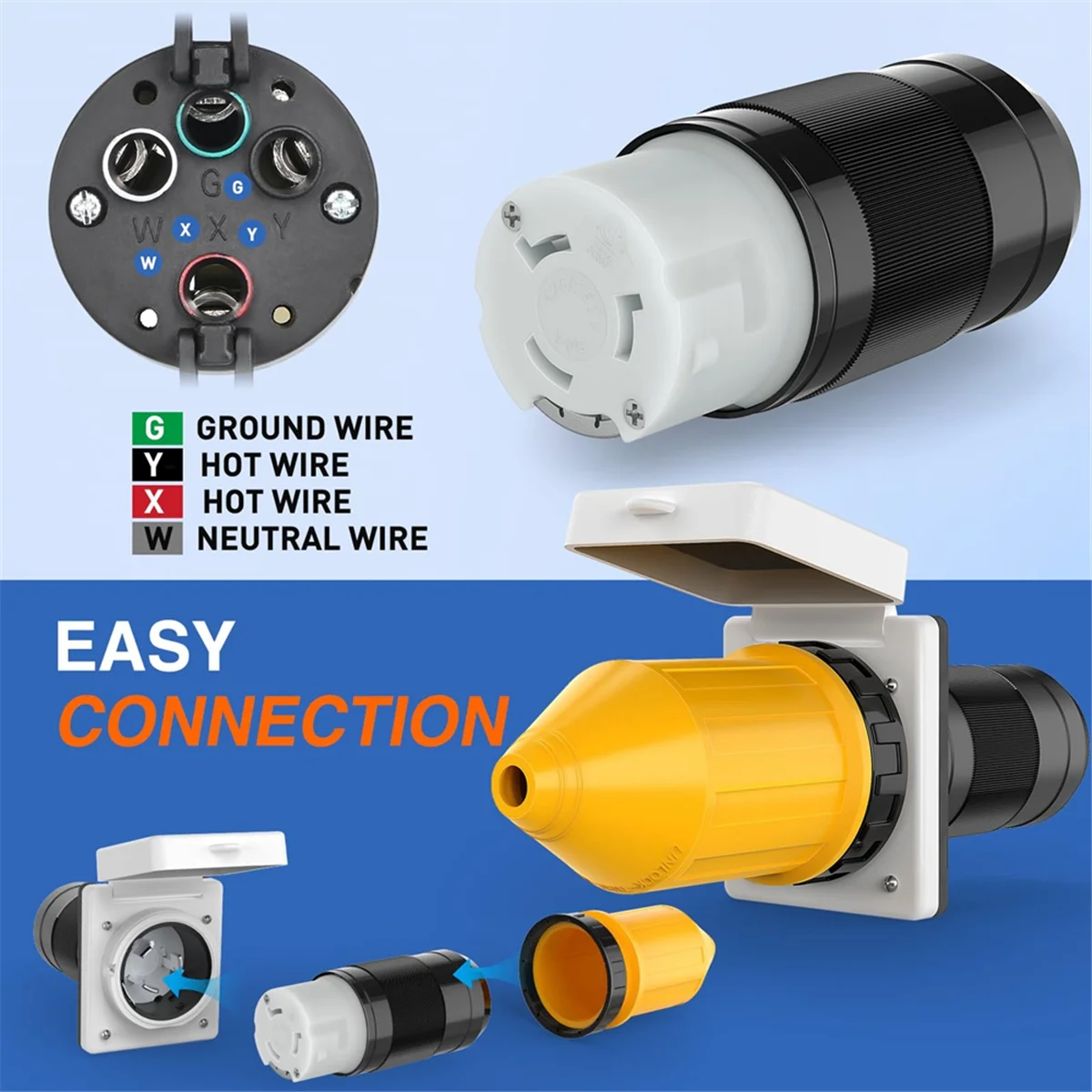 Шнур питания на 50 ампер для автофургона с крышкой блокировки загрузки 125/250 В