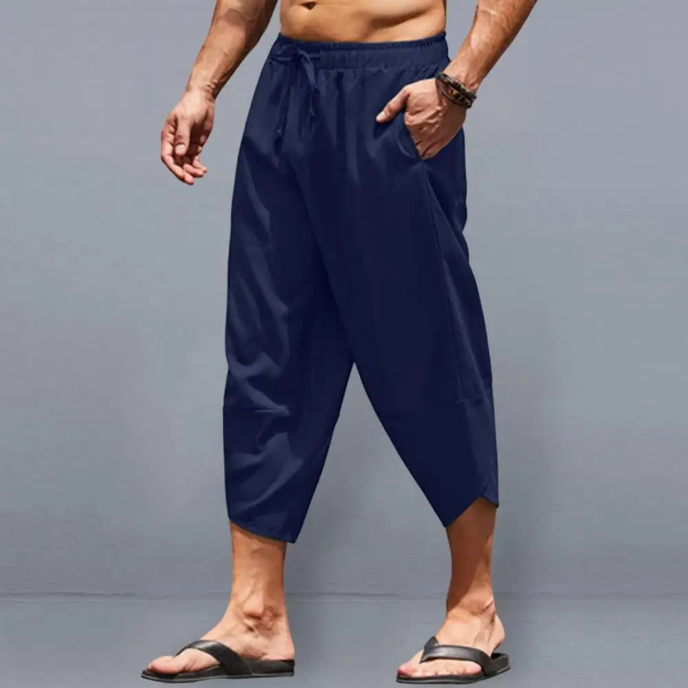 

Брюки мужские мешковатые до середины икры, модные укороченные штаны со средней посадкой, приятные на ощупь