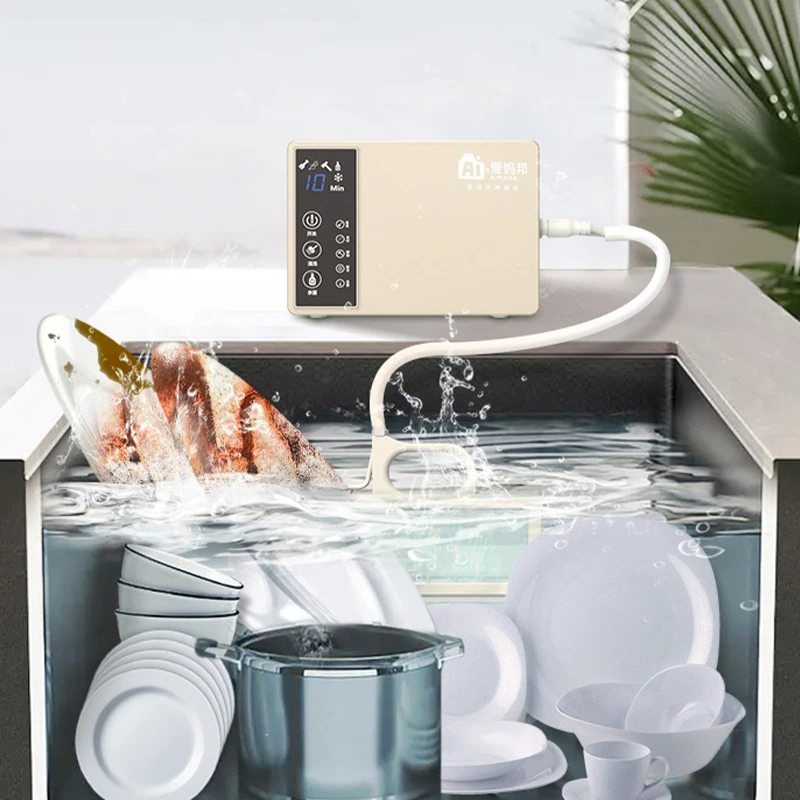 

Q7-400W Deep cleaning ultrasonic wave tabletop dishwasher fruit and vegetable purifier cleaner with touch control panel
