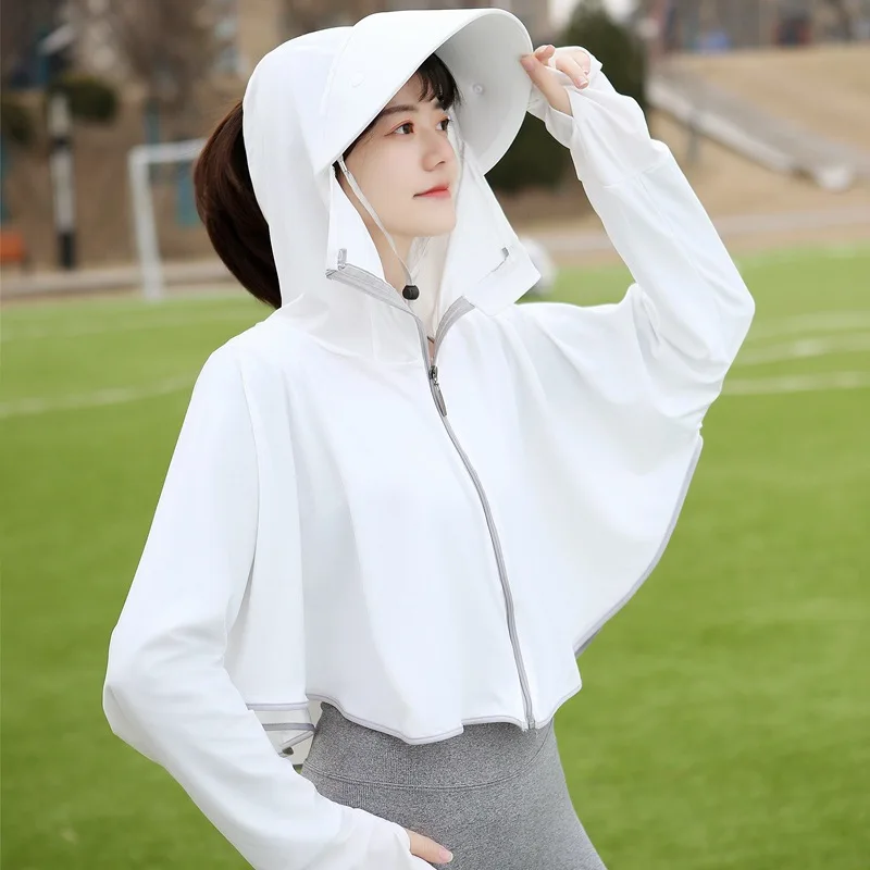 

New 2023 Summer Jacket Women Sunscreen Hooded Coats Sportswear UV-proof Breathable Thin Outwear Cover-up Cycling Jackets Mujer