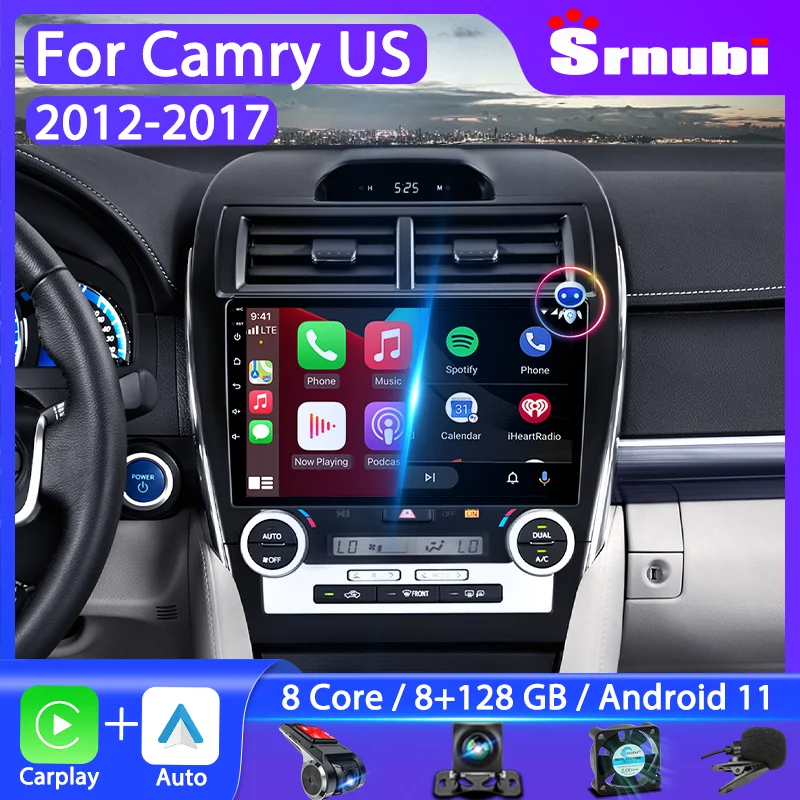 

Srnubi 2Din Android Car Radio for Toyota Camry 7 XV 50 55 2012 2013 2014-2017 US Multimedia Video GPS Navigation Carplay Stereo