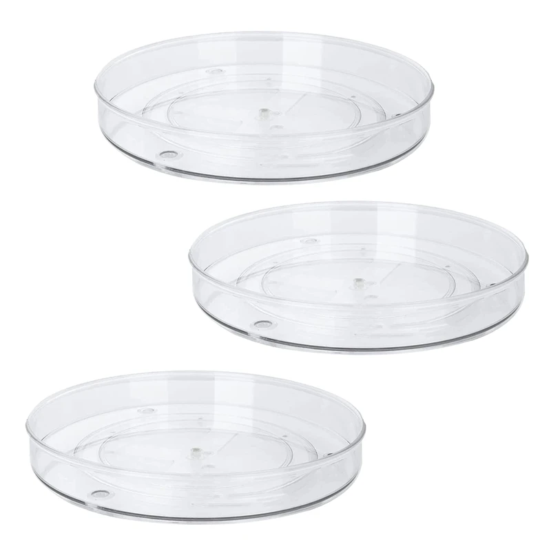 3 Pack Clear Lazy Susan Organizer Turntable 10.6 Inch,Rotating Spice Rack Spinning Bins For Cabinets Kitchen,Countertop