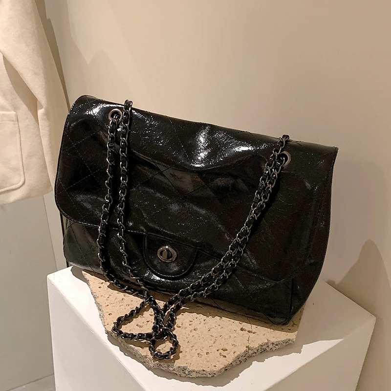 

Texture Women's Bag Design Versatile Vintage Chain Messenger Bag Large Capacity Diamond Lattice Shoulder Bag