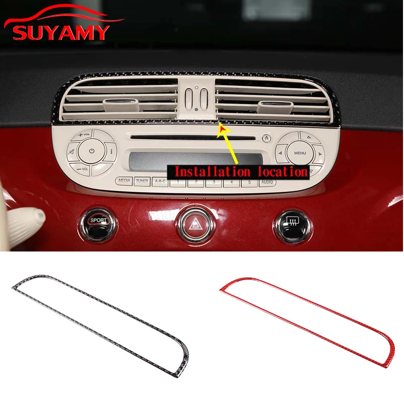 

Soft Carbon Fiber Car Central Control AC Air Outlet Panel Frame Trim Sticker For 2011-2019 Fiat 500 Auto Interior Accessories