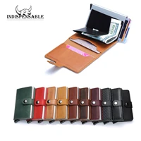 indispensable 2022 metal rfid credit card holder men business id card case genuine leather automatic bank card wallet aluminium