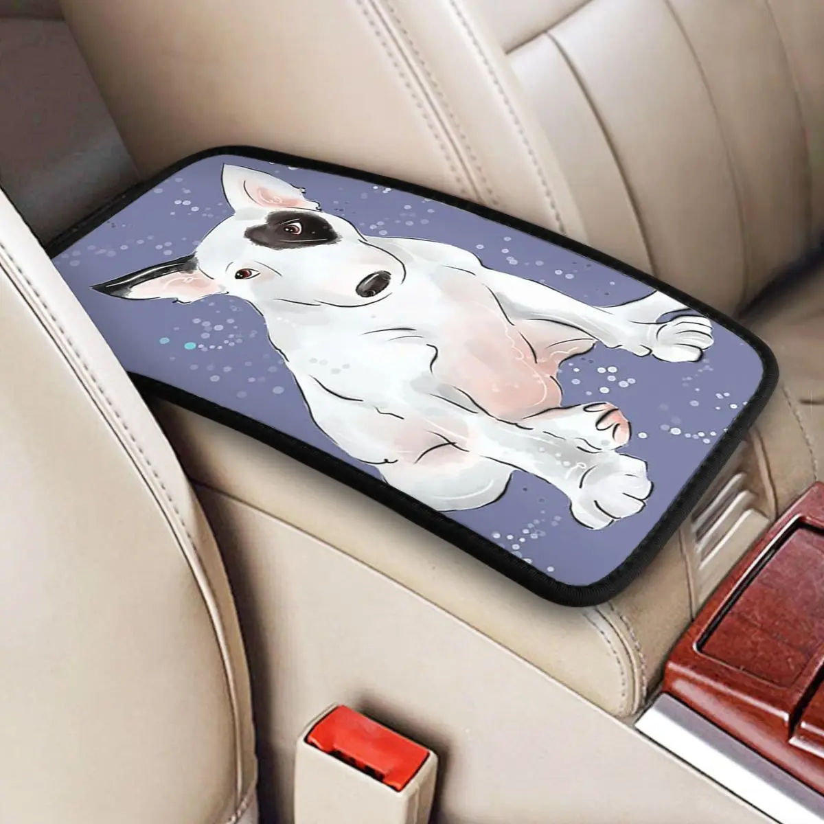 

Center Handle Box Pad Cushion Car Interior Accessories English Bull Terrier Dog Car Armrest Cover Mat Automobiles Armrest Pad