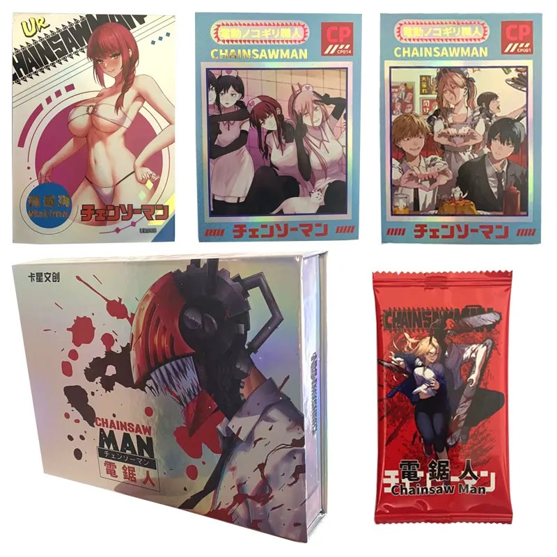 New Chainsaw Man Card Hit Retro Comics Manuscript Rare Collection Cards Kids Birthday Gift Game Card Table Toy Family Xmas Gifts