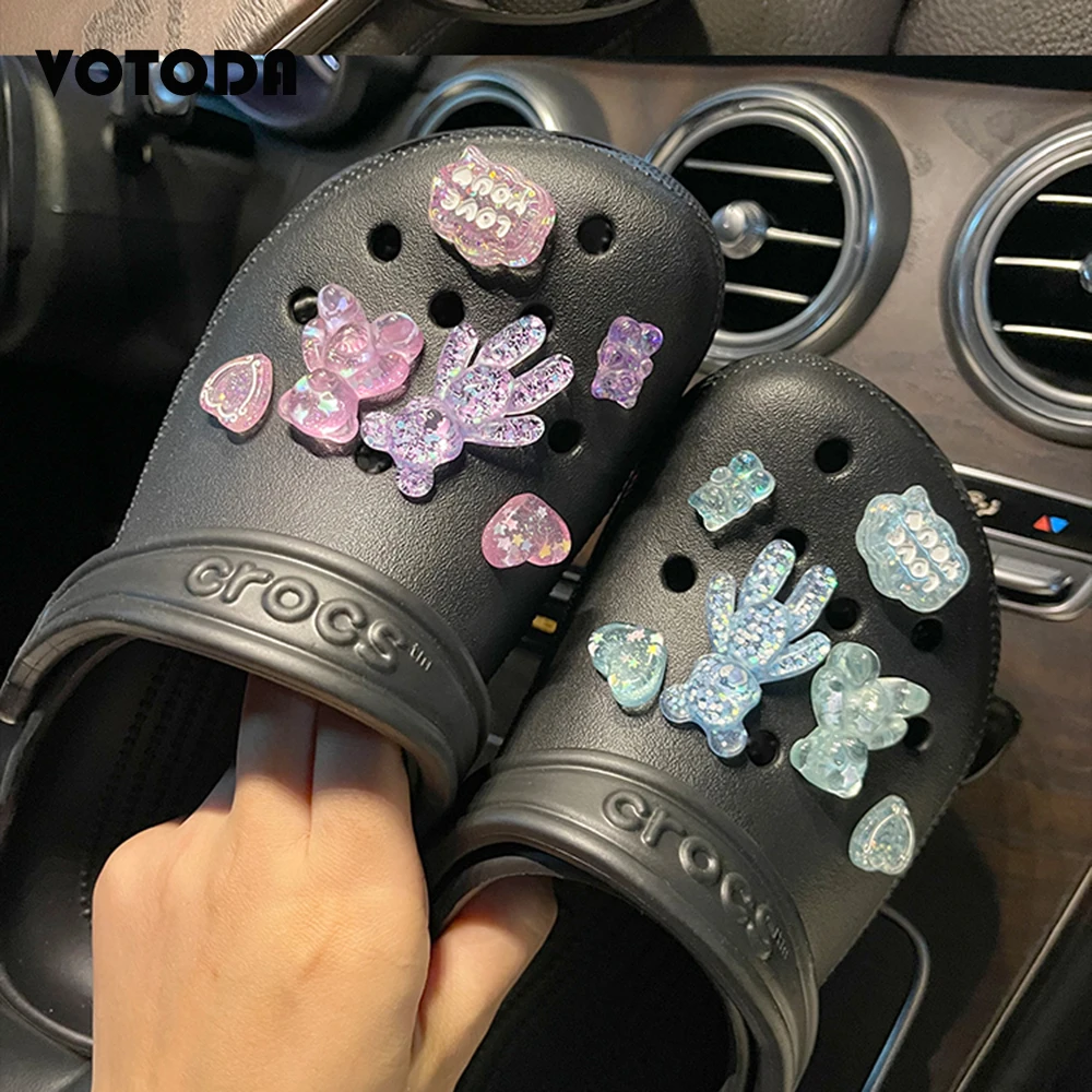 DIY Jelly Bear Shoes Charm Brand Design Croc Accessories Cute Anime Bling Decoration Clog Buckle Flower Girl Gifts Shoe Accessor