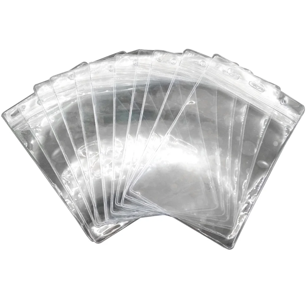 

10pcs Transparent Waterproof PVC Business ID Badge Holder for Office School (Vertical Type)