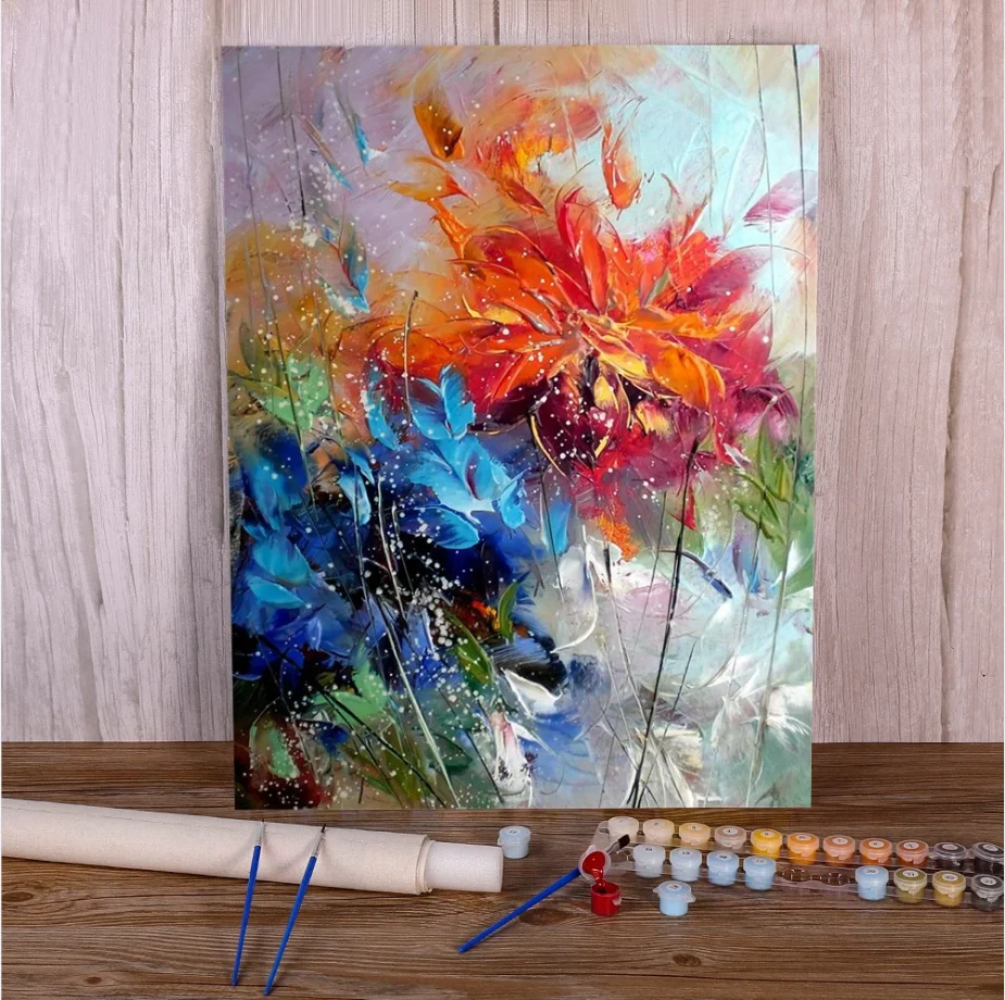 

Abstract Blue Orange Oil Painting By Numbers Handpainted Unique Gift Pictures By Numbers Woman Figure For Adults Home Decoration