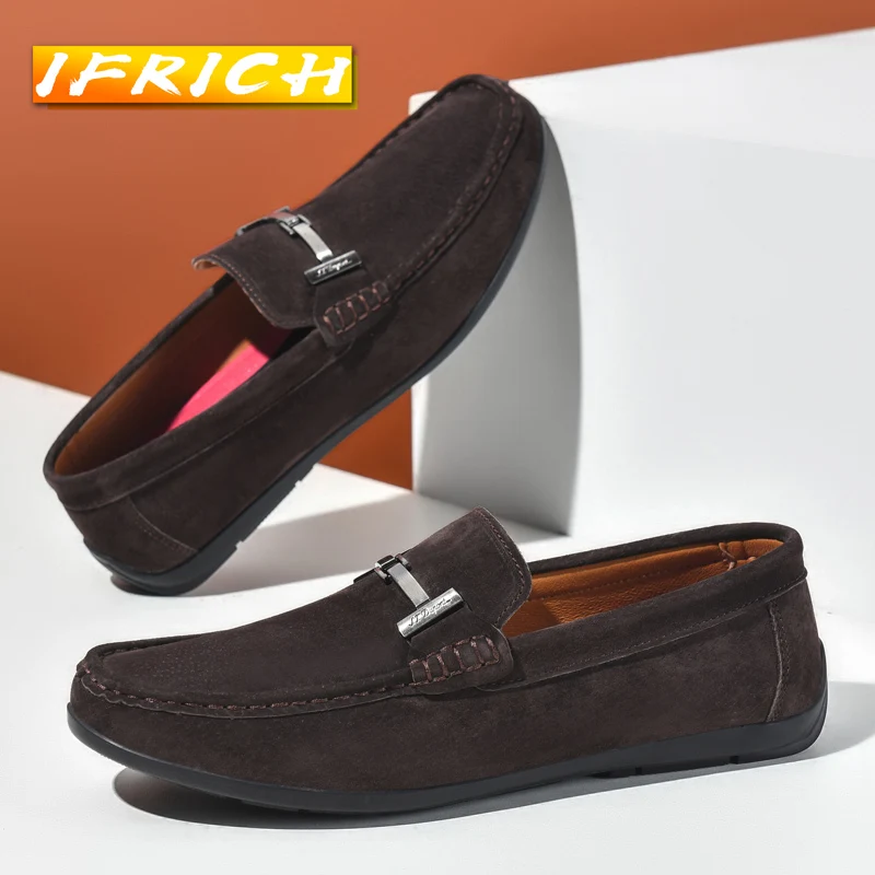 

Popular Casual Men Loafers Suede Leather Drive Shoes For Mens Fashion Brand Casual Shoe Men Comfortable Man Walking Shoes