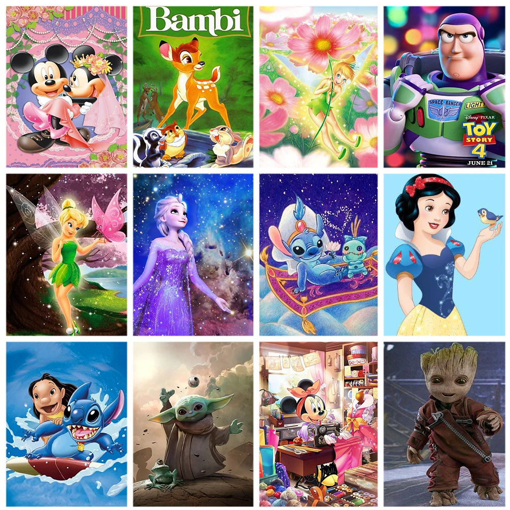 

Disney Cartoon Character Princess 5D Diamond Painting Lilo & Stitch Mickey Minnie Mouse DIY Needlework Diamond Art Home Decor