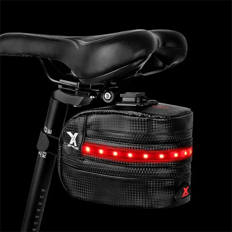 

Водонепроницаемая велосипедная сумка на заднее сиденье, черная светодиодная подсветка, удобный велосипедный хвост, Задняя сумка на молнии для велосипеда, вместительная велосипедная сумка