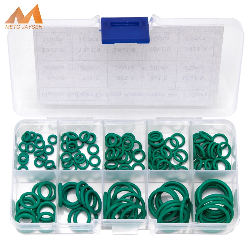 150PCS/box Fluorine Rubber FKM Sealing O-rings Gasket Replacements Kit OD 6mm-20mm CS 1mm 1.5mm 1.9mm 2.4mm 10 Small Sizes