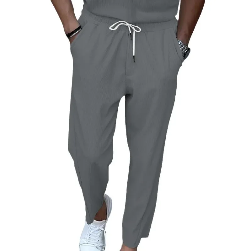 Брюки мужские повседневные с карманами в Вертикальную Полоску свободные