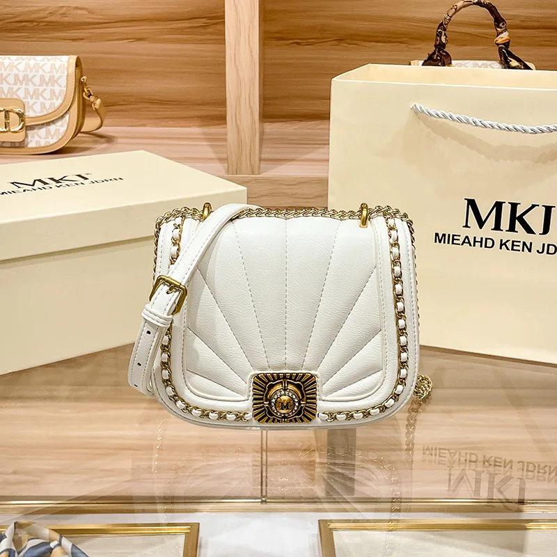 

MKJ Luxury Women's Brand Bags High Quality Crossbody Bag High Quality Small Fragrance Fashion Versatile One Shoulder Saddle Bag