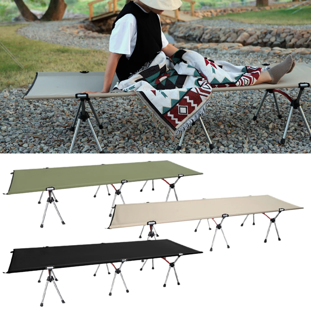 Outdoor Folding Camping Bed Single Person Cot Outdoor Portable Foldable Sleeping Pad Folding Storage Single Bed
