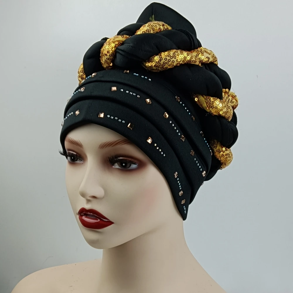 

Головной платок, зимний женский тюрбан, шапки с перекрестными углами, готовая к ношению, арабские головные повязки, африканские женские опл...