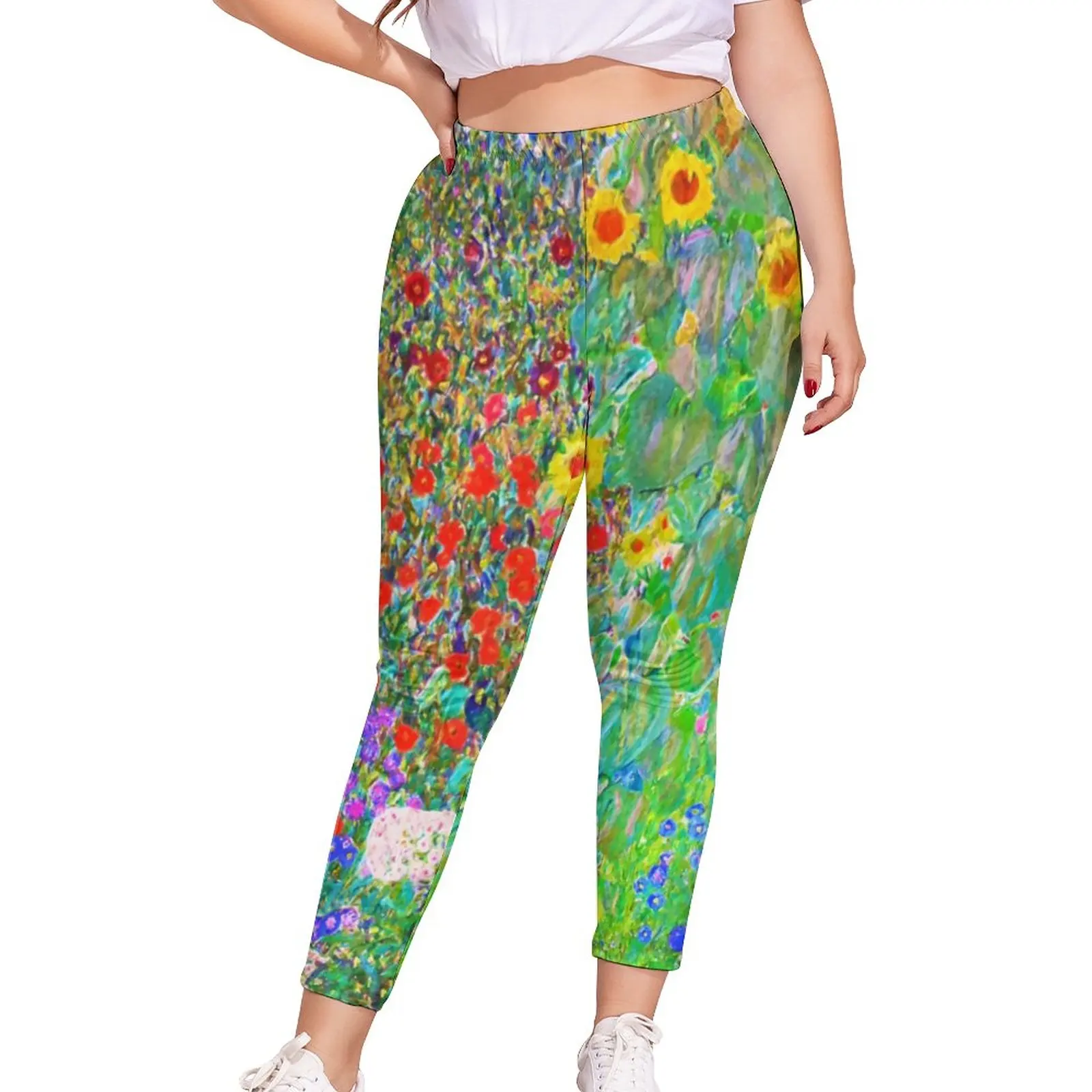 

Farm Garden with Sunflower Leggings Folral Print Breathable Leggins Women Gym High Wasted Pattern Pants Large Size 5XL