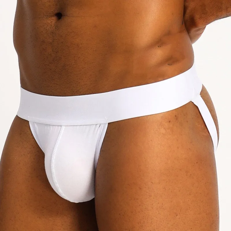 Мужские трусы брифы с U-образным мешочком черные однотонные Трусы-стринги