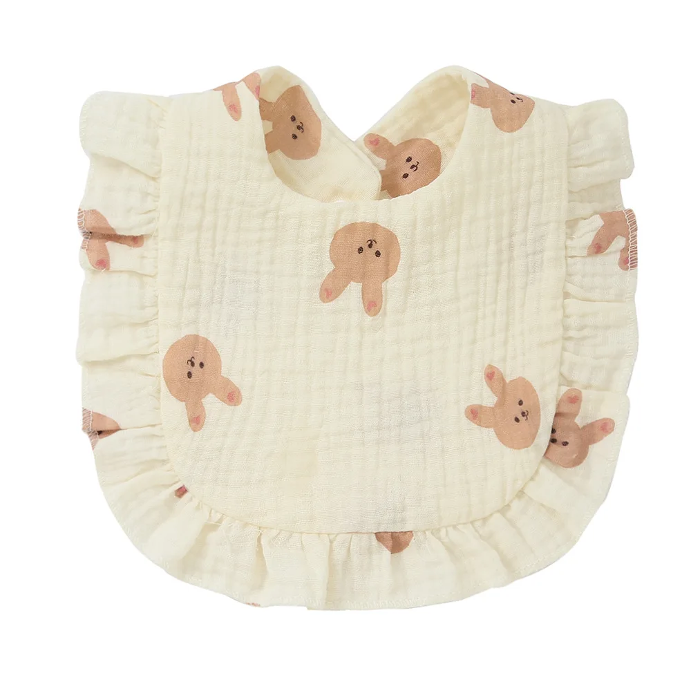 

Baby Cotton Bibs Ruffle Print Cherry Rainbow Saliva Towel Feeding Drool For Newborn Toddler Boys Girls Soft Burp Cloth Kid Bib